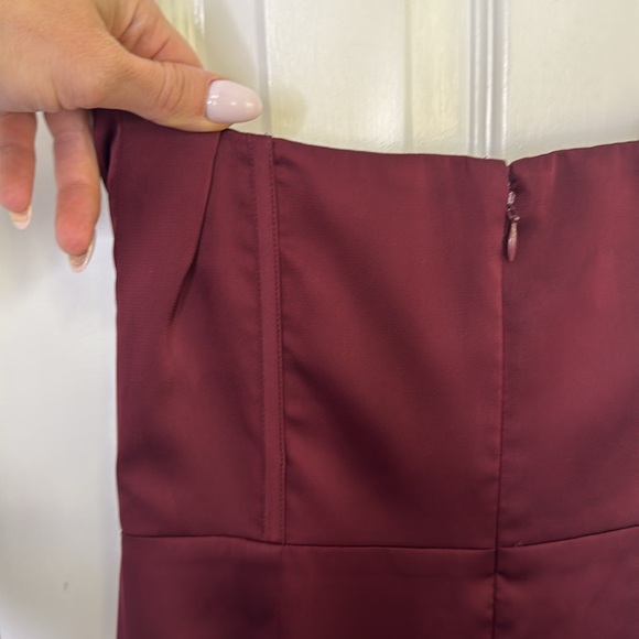 Birdy Grey Cabernet Matte Satin Ruched Strapless Gown With Boning - Picture 6 of 10